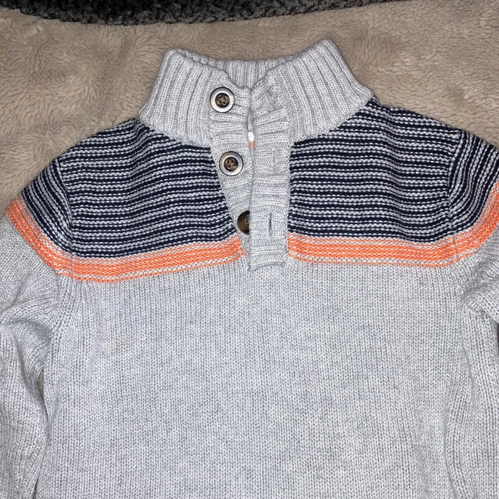 🎉4 for $20 Gymboree Boys Happy Harvest Gray Striped Sweater, XS (4)